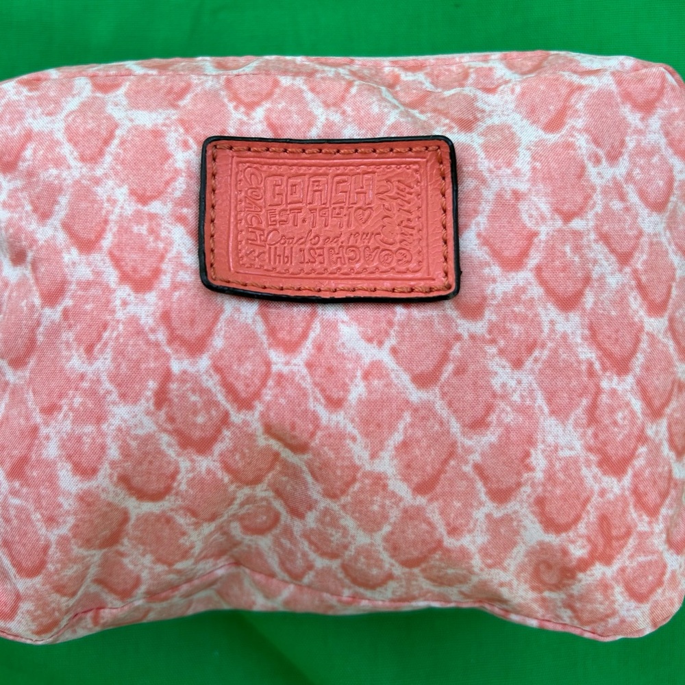 Coach Peach Snakeskin Print Foldable Shopping Tote